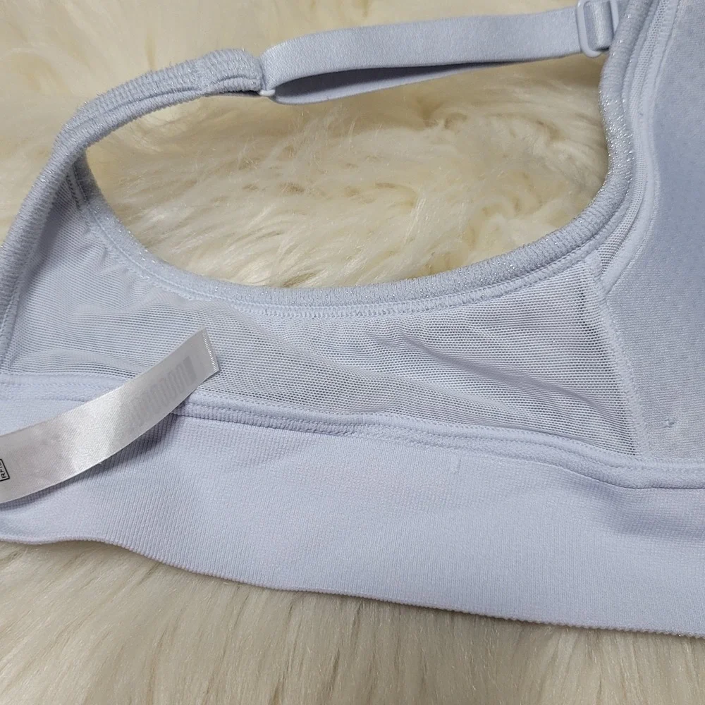 VS PINK Victoria's Secret Seamless Strappy Sports Bra M Silver Shimmer Glitter